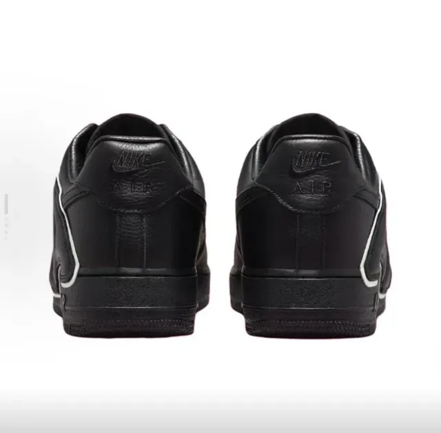 Nike Air Force 1 Noir Blanc Cuir Supérieur Lettres Surélevées Oversized Sneakers Lifestyle 2