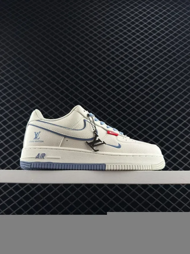 Nike Air Force 1 Louis Vuitton Collaboration Off-White Blue Lifestyle Sneakers 4