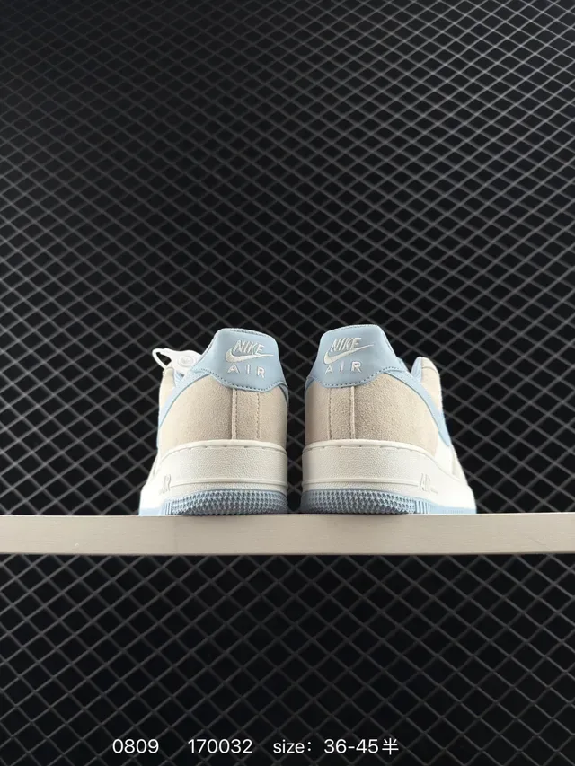 Nike Air Force 1 Low Beige and Light Blue Lifestyle Sneakers 2