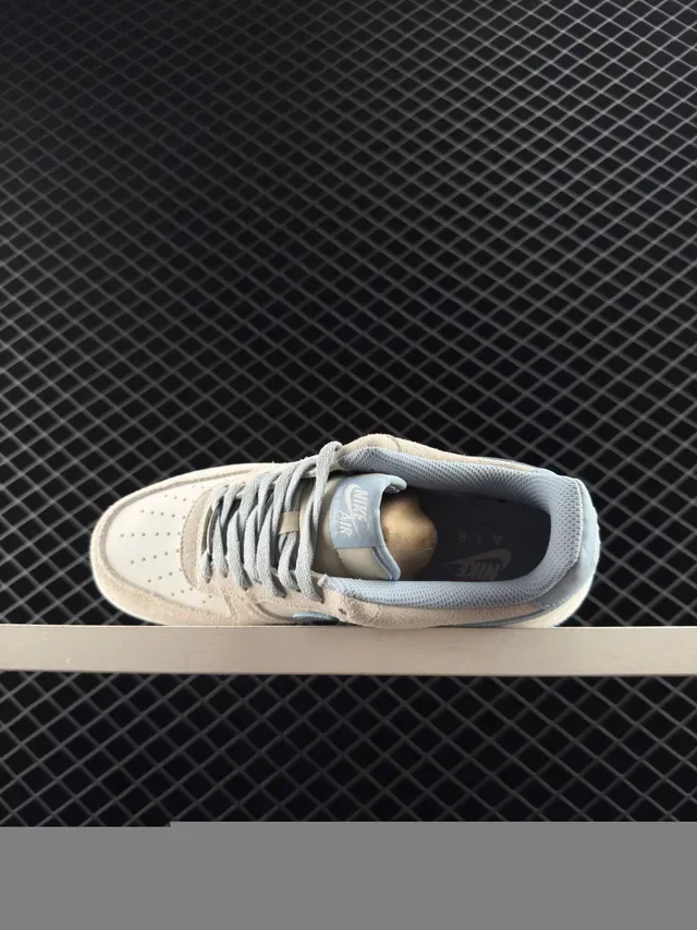 Nike Air Force 1 Low Beige and Light Blue Lifestyle Sneakers 3