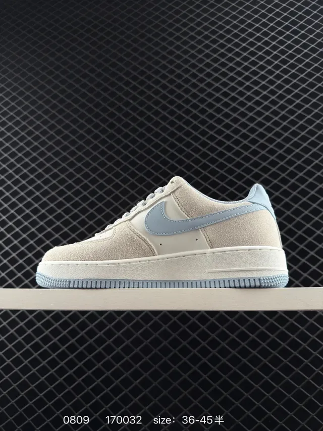 Nike Air Force 1 Low Beige and Light Blue Lifestyle Sneakers 4