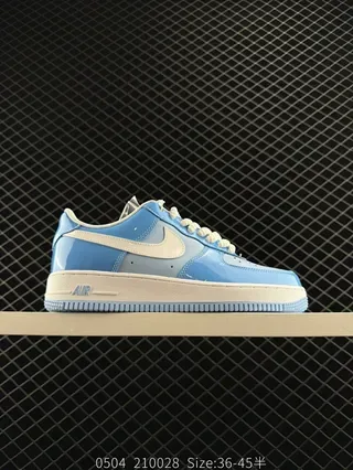 Nike Air Force 1 Low Glossy Light Blue and Off-White Lifestyle Sneakers 2