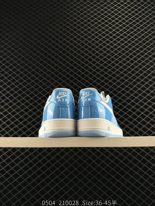 Nike Air Force 1 Low Glossy Light Blue and Off-White Lifestyle Sneakers 3