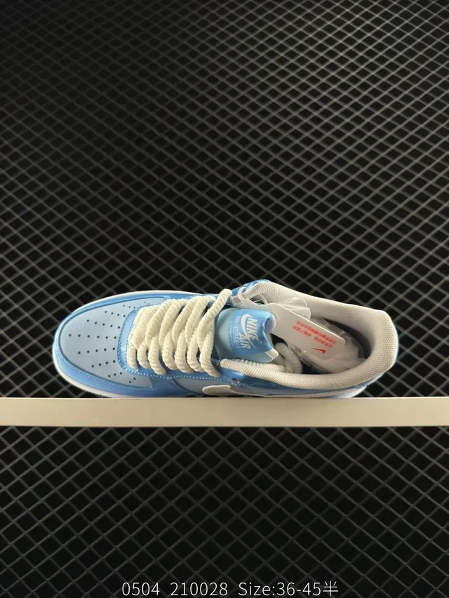 Nike Air Force 1 Low Glossy Light Blue and Off-White Lifestyle Sneakers 4