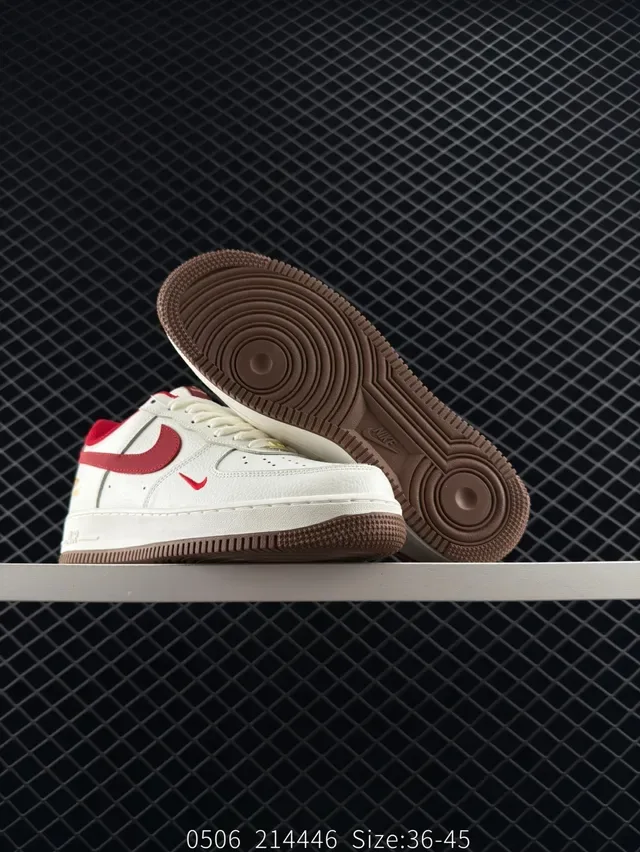 Nike Air Force 1 Low White Red Gum Lifestyle Sneakers 5