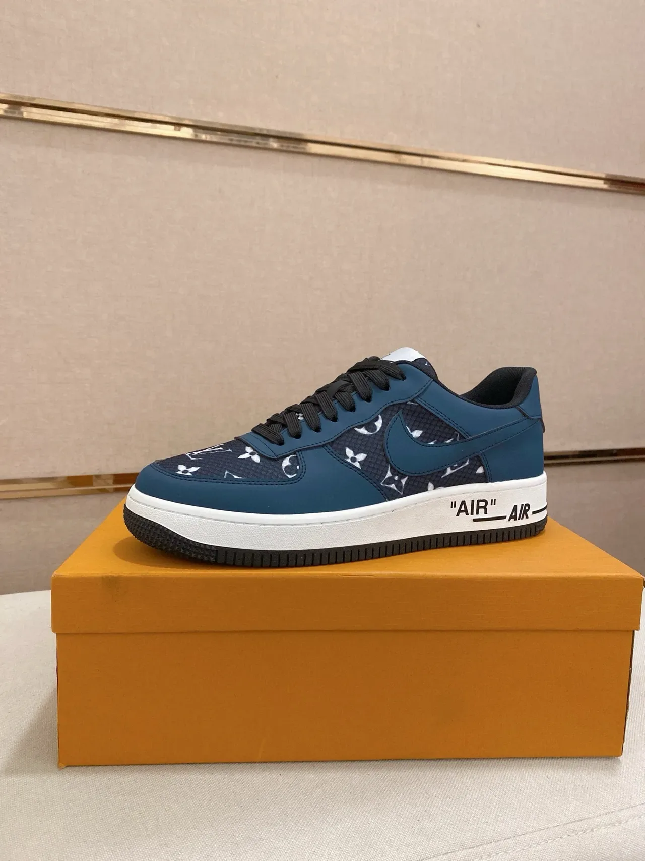 Nike Air Force 1 Navy Monogram-Print Lifestyle Sneakers 3