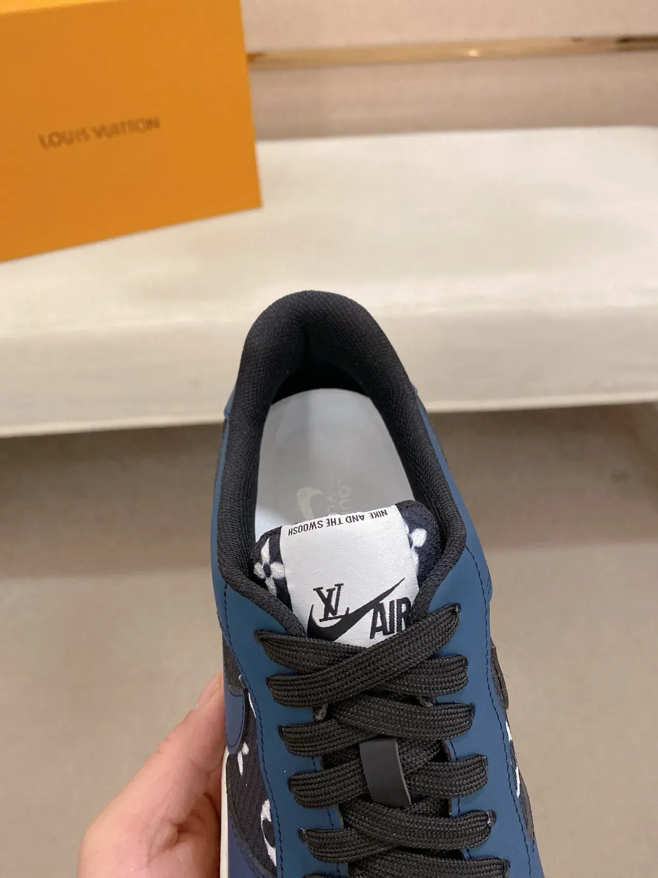 Nike Air Force 1 Navy Monogram-Print Lifestyle Sneakers 5