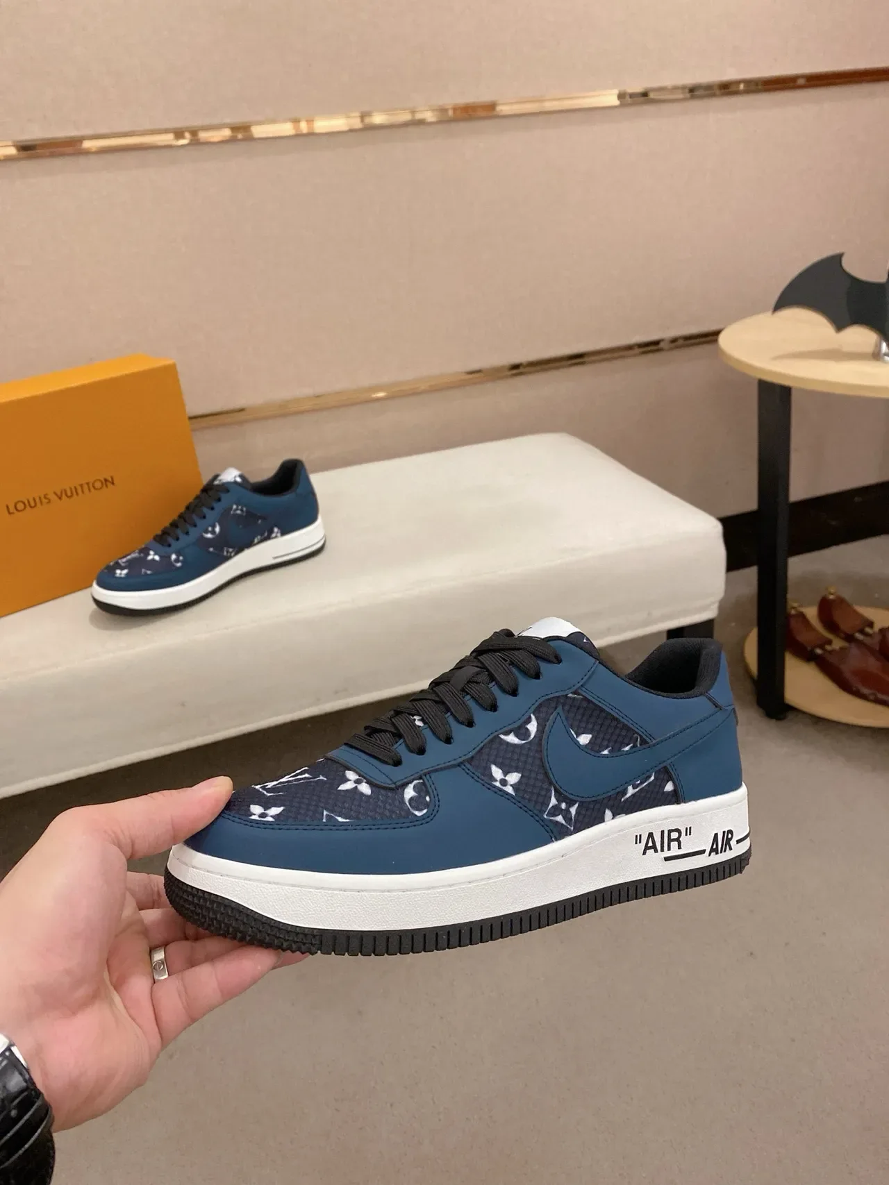 Nike Air Force 1 Navy Monogram-Print Lifestyle Sneakers 8