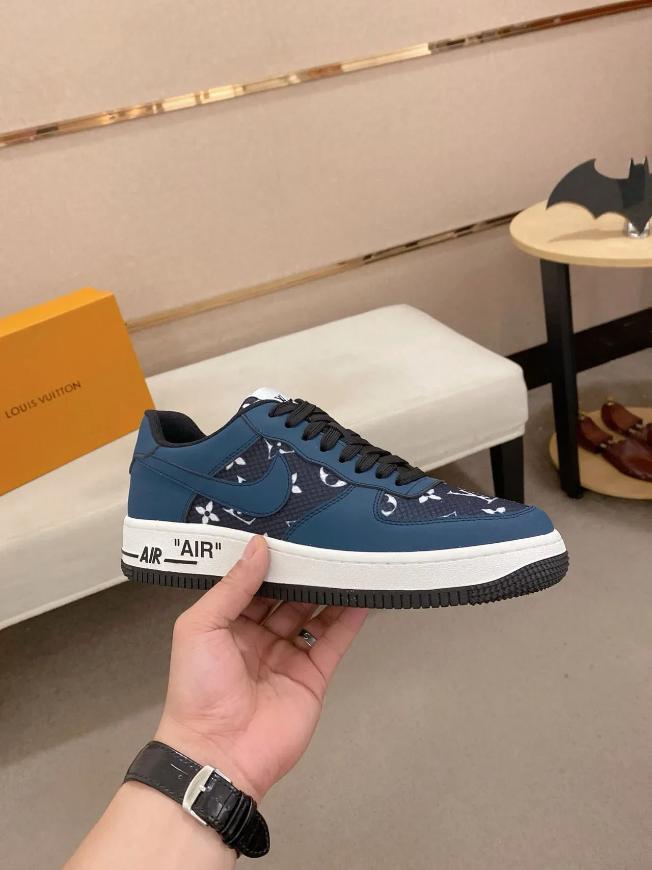 Nike Air Force 1 Navy Monogram-Print Lifestyle Sneakers 9