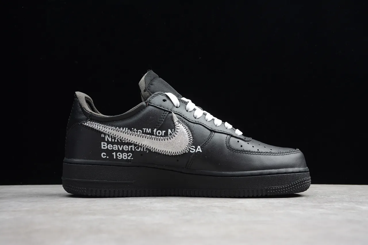 Nike Air Force 1 Off-White Black Silver Industrial Lifestyle Sneakers 5