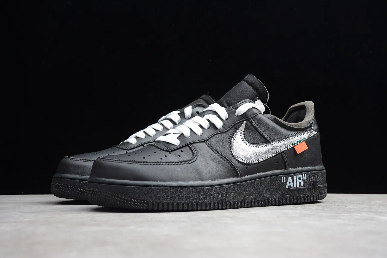 Nike Air Force 1 Off-White Black Silver Industrial Lifestyle Sneakers 6