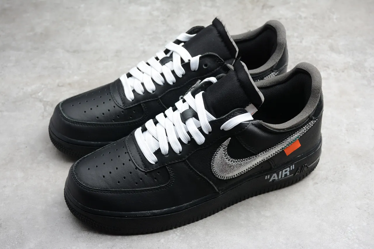 Nike Air Force 1 Off-White Black Silver Industrial Lifestyle Sneakers 10
