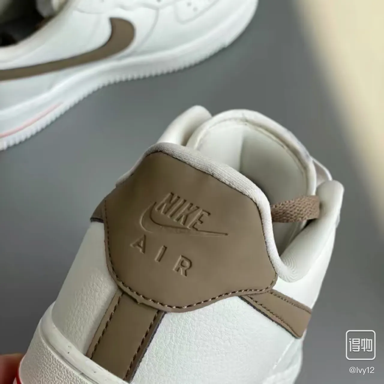 Nike Air Force 1 Off-White Taupe Red Lifestyle Sneakers 4