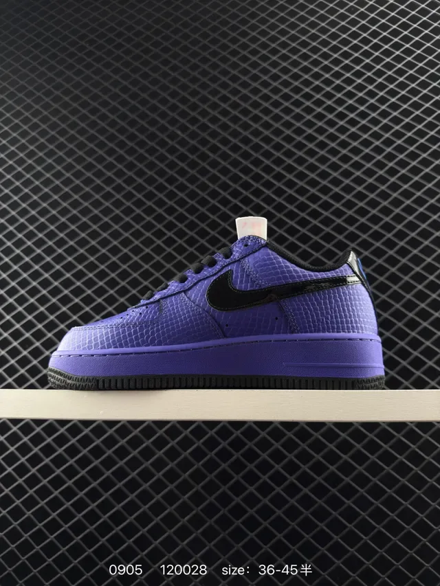 Nike Air Force 1 Purple Textured Upper Black Swoosh Lifestyle Sneakers 5
