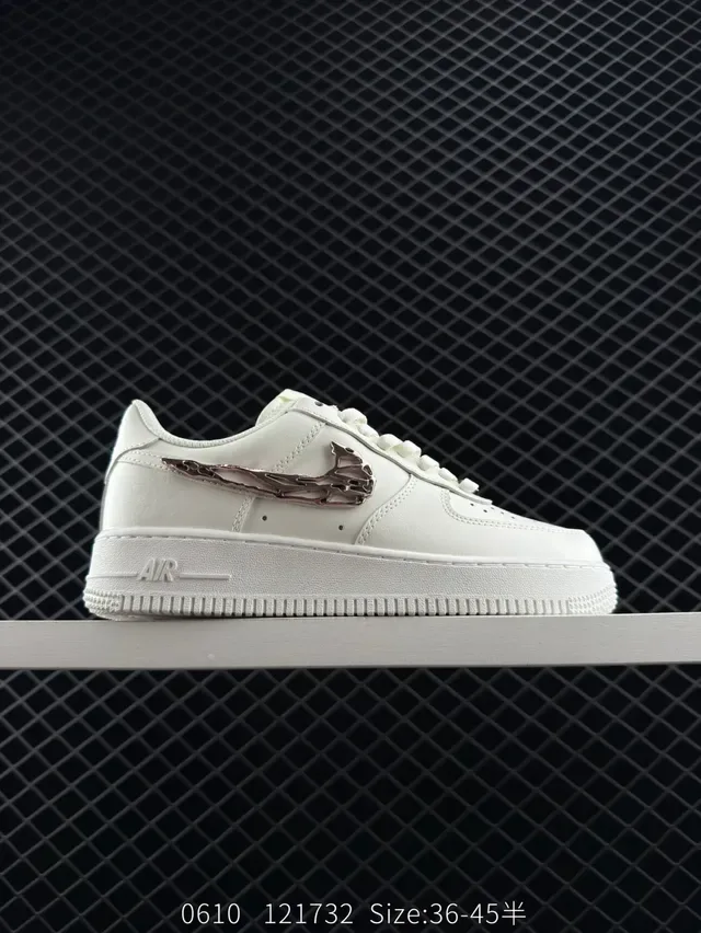 Nike Air Force 1 White Silver Deconstructed Swoosh Lifestyle Sneakers 7