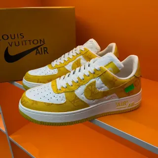 Nike Air Force 1 Yellow and White Monogram Lifestyle Sneakers