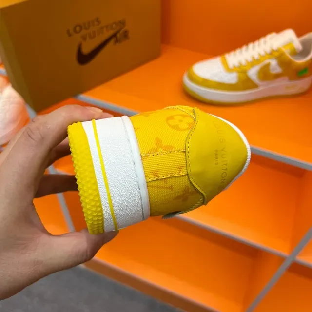 Nike Air Force 1 Yellow and White Monogram Lifestyle Sneakers 2