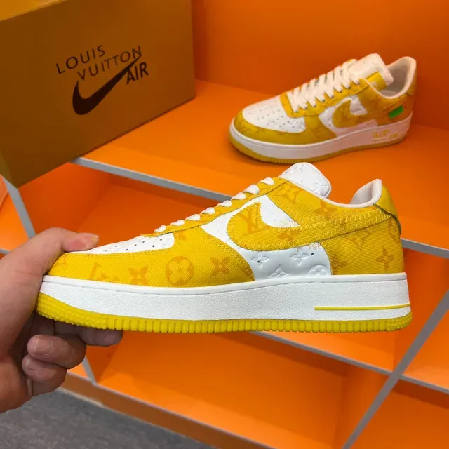 Nike Air Force 1 Yellow and White Monogram Lifestyle Sneakers 3