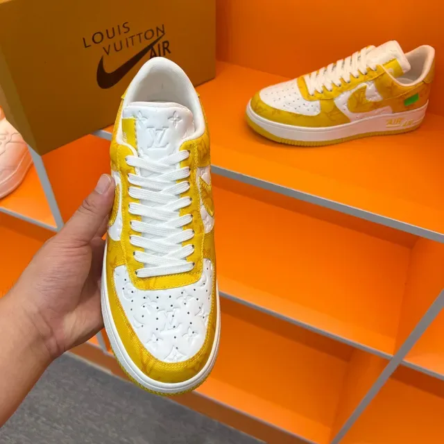 Nike Air Force 1 Yellow and White Monogram Lifestyle Sneakers 4