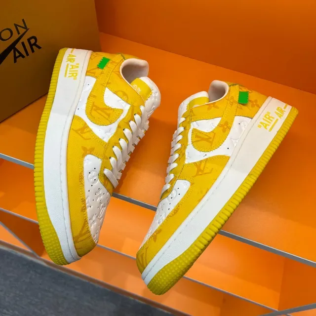 Nike Air Force 1 Yellow and White Monogram Lifestyle Sneakers 5