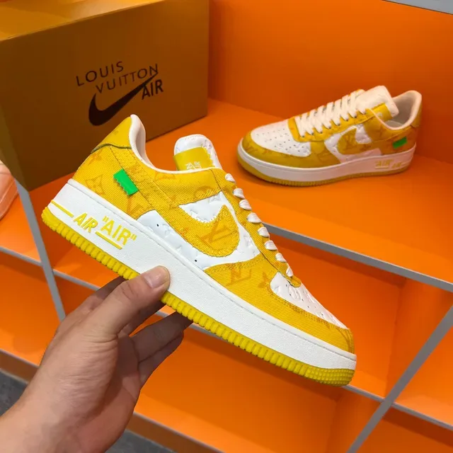 Nike Air Force 1 Yellow and White Monogram Lifestyle Sneakers 6