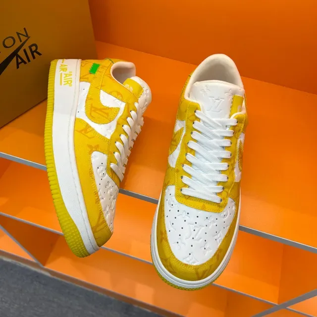Nike Air Force 1 Yellow and White Monogram Lifestyle Sneakers 7