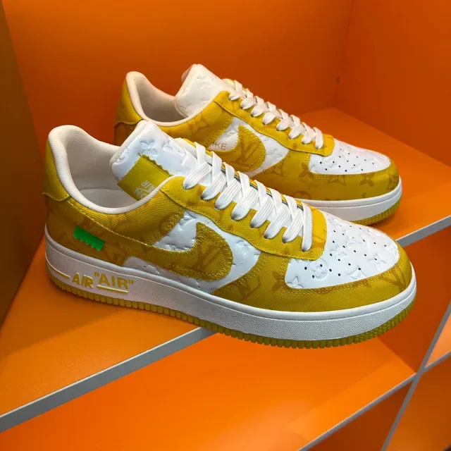 Nike Air Force 1 Yellow and White Monogram Lifestyle Sneakers 8