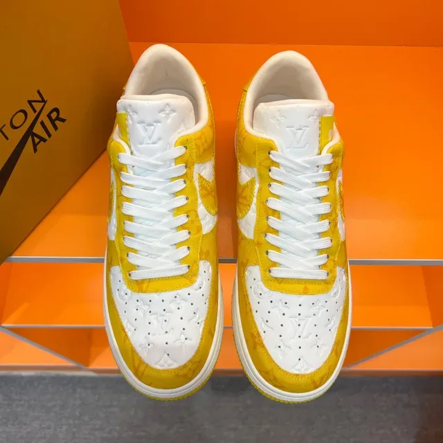 Nike Air Force 1 Yellow and White Monogram Lifestyle Sneakers 9