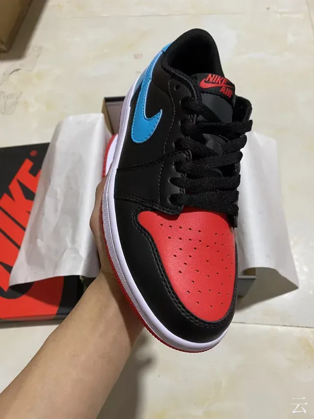 Nike Air Jordan 1 Low Black Cyan Red Lifestyle Sneakers 2