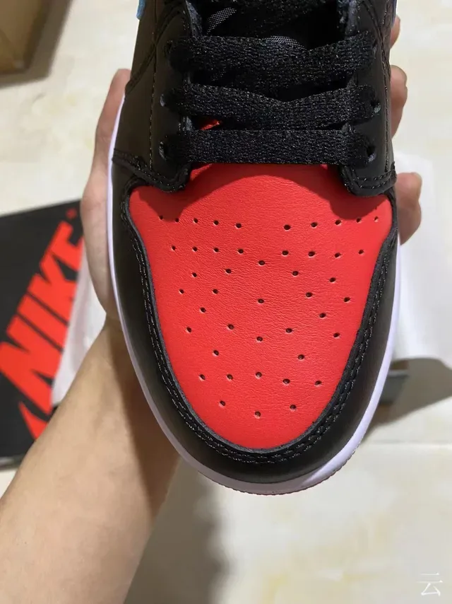 Nike Air Jordan 1 Low Black Cyan Red Lifestyle Sneakers 3