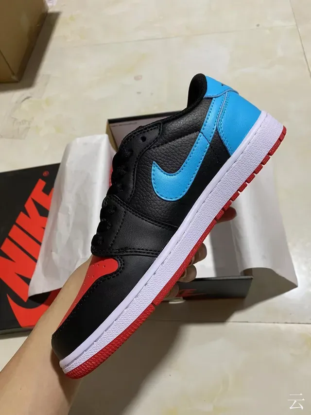 Nike Air Jordan 1 Low Black Cyan Red Lifestyle Sneakers 4