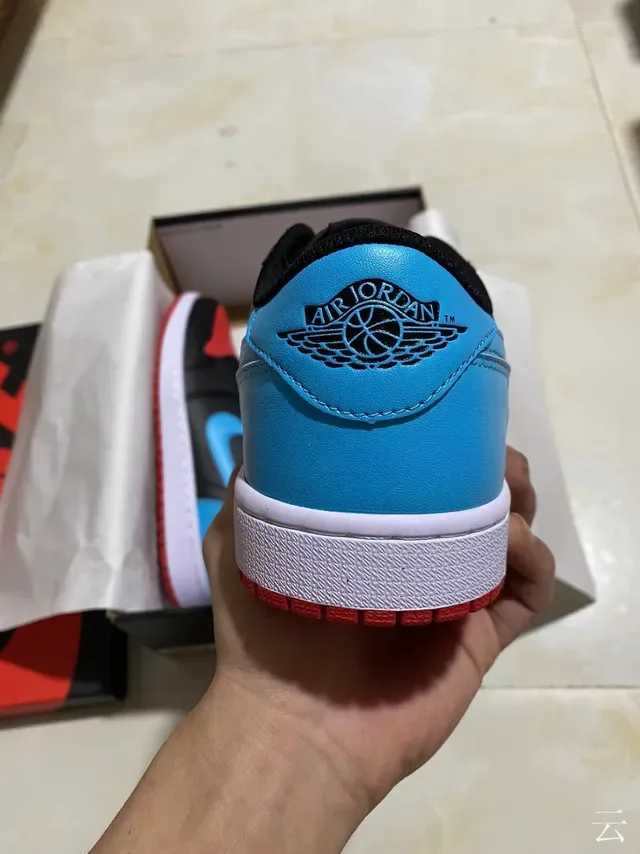 Nike Air Jordan 1 Low Black Cyan Red Lifestyle Sneakers 6