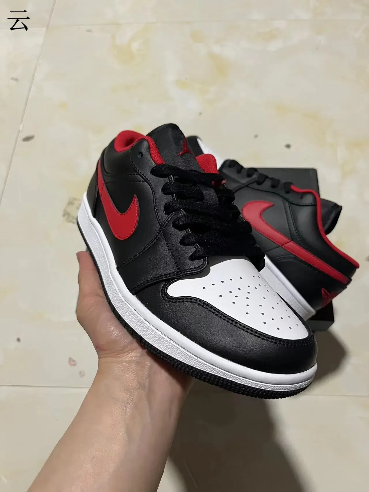 Nike Air Jordan 1 Low Black Red White Lifestyle Sneakers 2