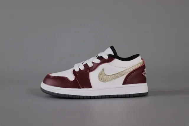 Nike Air Jordan 1 Low Burgundy and Gold Lifestyle Sneakers 20