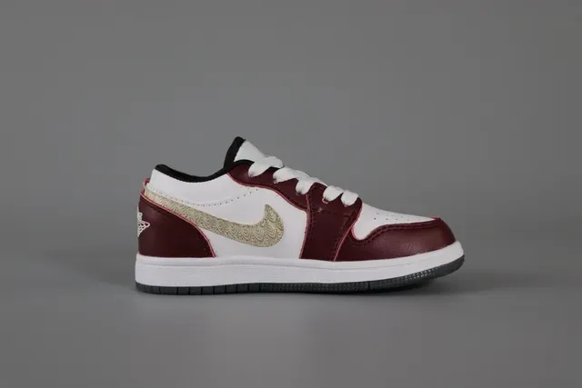 Nike Air Jordan 1 Low Burgundy and Gold Lifestyle Sneakers 21