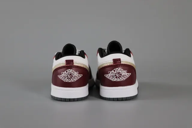 Nike Air Jordan 1 Low Burgundy and Gold Lifestyle Sneakers 23