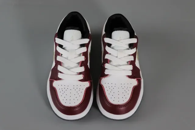 Nike Air Jordan 1 Low Burgundy and Gold Lifestyle Sneakers 24