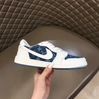 Nike Air Jordan 1 Low Denim-Print White Lifestyle Sneakers