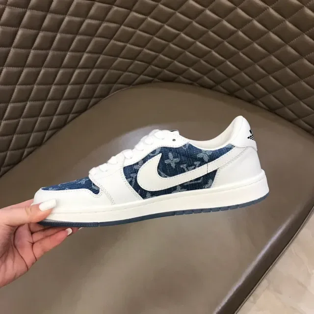Nike Air Jordan 1 Low Denim-Print White Lifestyle Sneakers 3