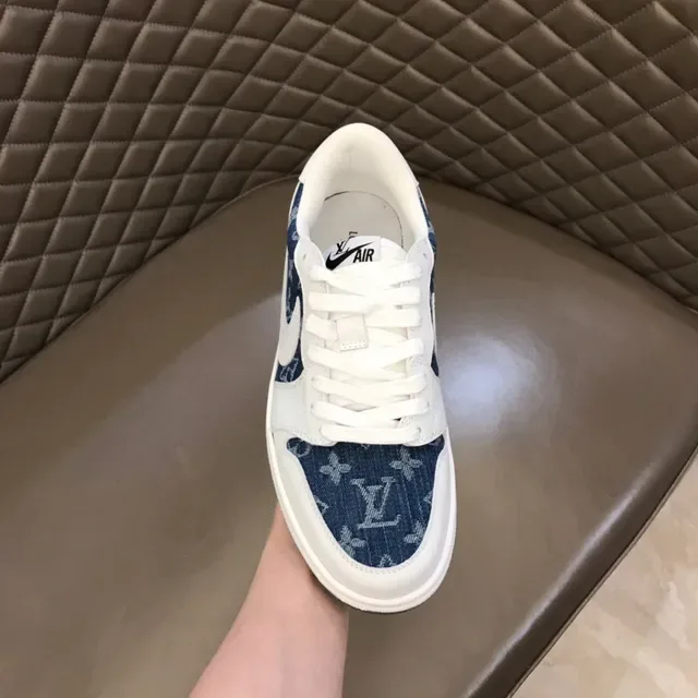 Nike Air Jordan 1 Low Denim-Print White Lifestyle Sneakers 4