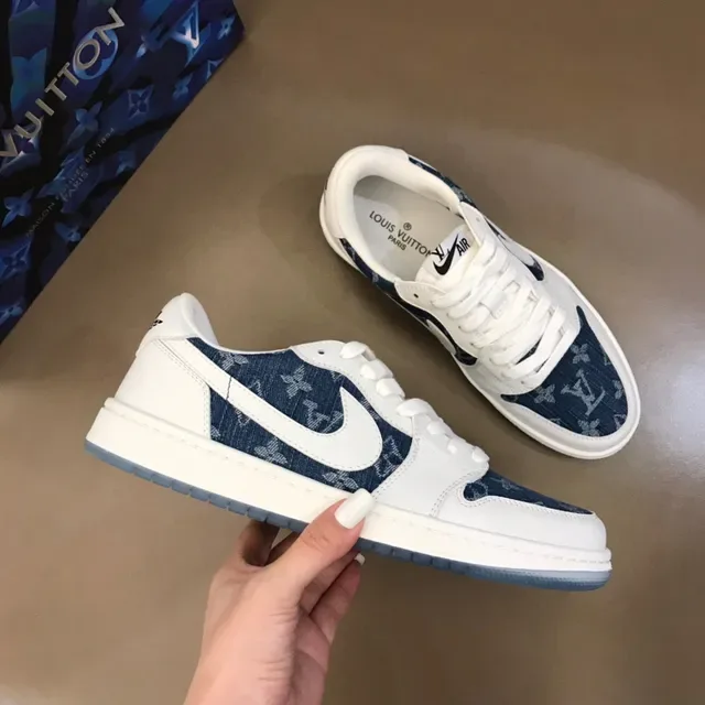 Nike Air Jordan 1 Low Denim-Print White Lifestyle Sneakers 6
