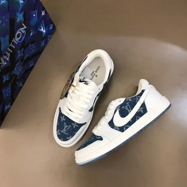 Nike Air Jordan 1 Low Denim-Print White Lifestyle Sneakers 7