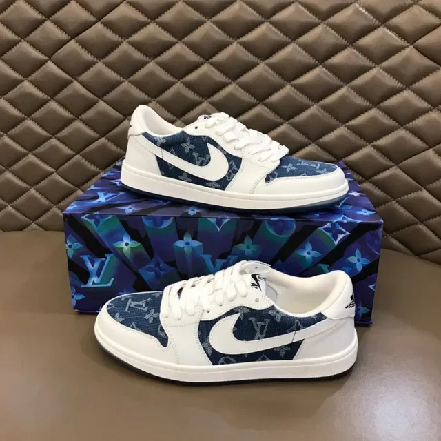 Nike Air Jordan 1 Low Denim-Print White Lifestyle Sneakers 8