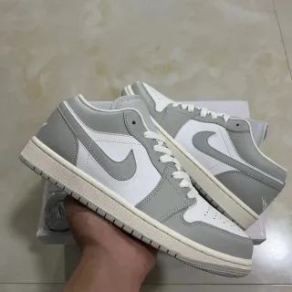 Nike Air Jordan 1 Low Gray and White Lifestyle Sneakers