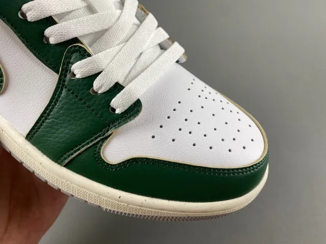 Nike Air Jordan 1 Low Green and White Lifestyle Sneakers 2