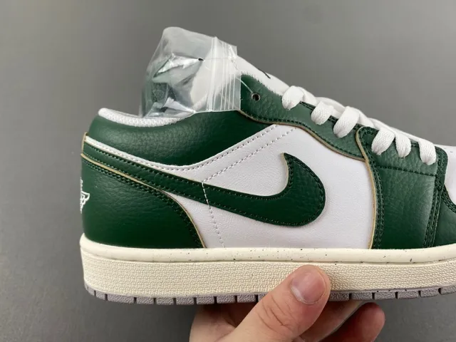 Nike Air Jordan 1 Low Green and White Lifestyle Sneakers 3