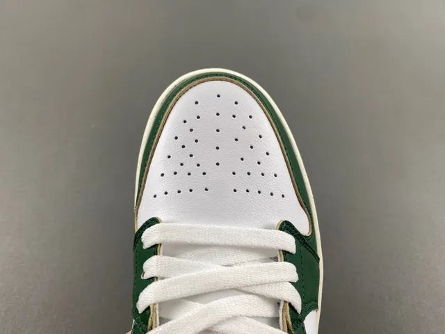 Nike Air Jordan 1 Low Green and White Lifestyle Sneakers 6