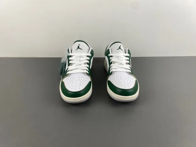 Nike Air Jordan 1 Low Green and White Lifestyle Sneakers 11