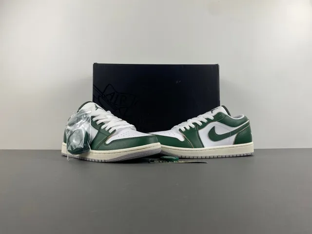 Nike Air Jordan 1 Low Green and White Lifestyle Sneakers 13