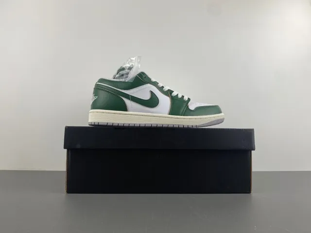 Nike Air Jordan 1 Low Green and White Lifestyle Sneakers 15